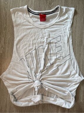 Nike - White Muscle Tank with Nike Outline - Size M